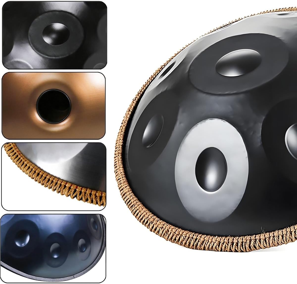 Hand Pan Drum 440hz/432hz Adults Handpan Drum Instrument in D Minor 9/10/12 Notes Steel Handpan with Soft Hand Pan Bag Mallets Bracket 22 Inches(Deep purple,432HZ/9Note)