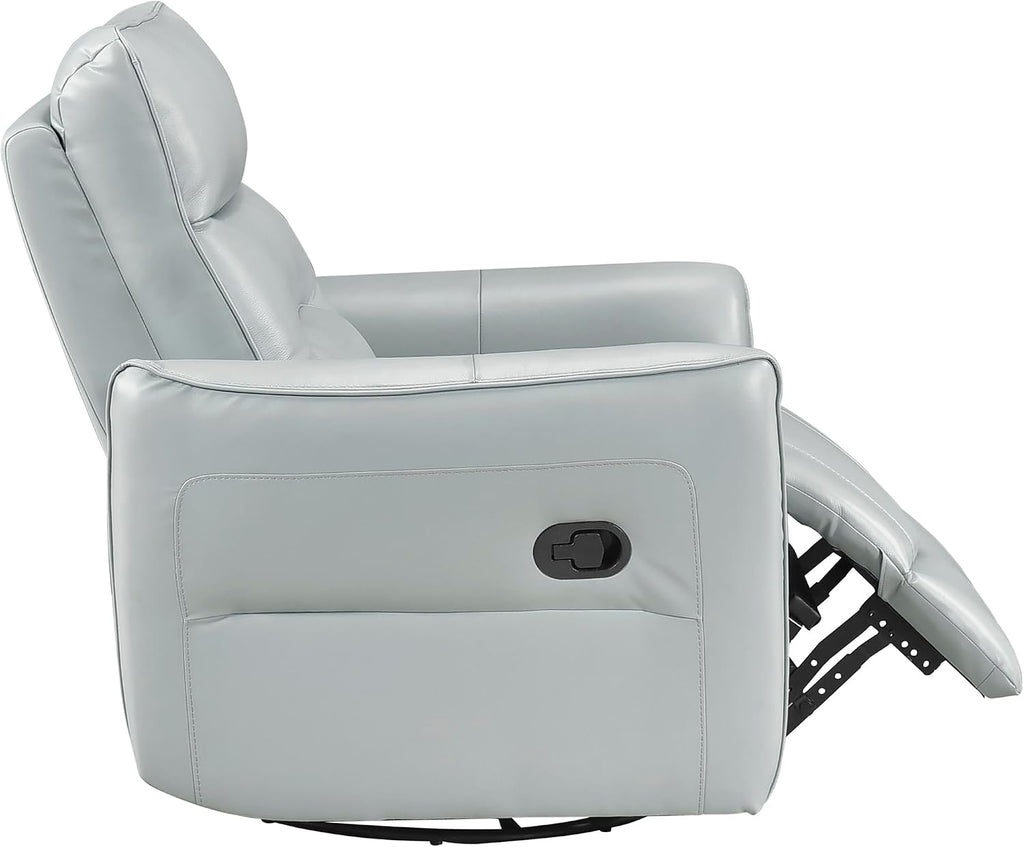 Lexicon Swivel Glider Reclining Chair, Top Grain Leather Match Manual Recliner, Comfy Nursery Glider Recliner, Swivel Reclining Chair for Living Room/Office/Bedroom/Apartment, Aqua