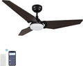 SMAAIR 52 Inch Smart Ceiling Fan with Light, 3 Blade Low Profile Ceiling Fan with Light and 10 Speed DC Motor, works with APP/Alexa/Google Assistant/Siri Shortcuts (Dark Walnut Wood)