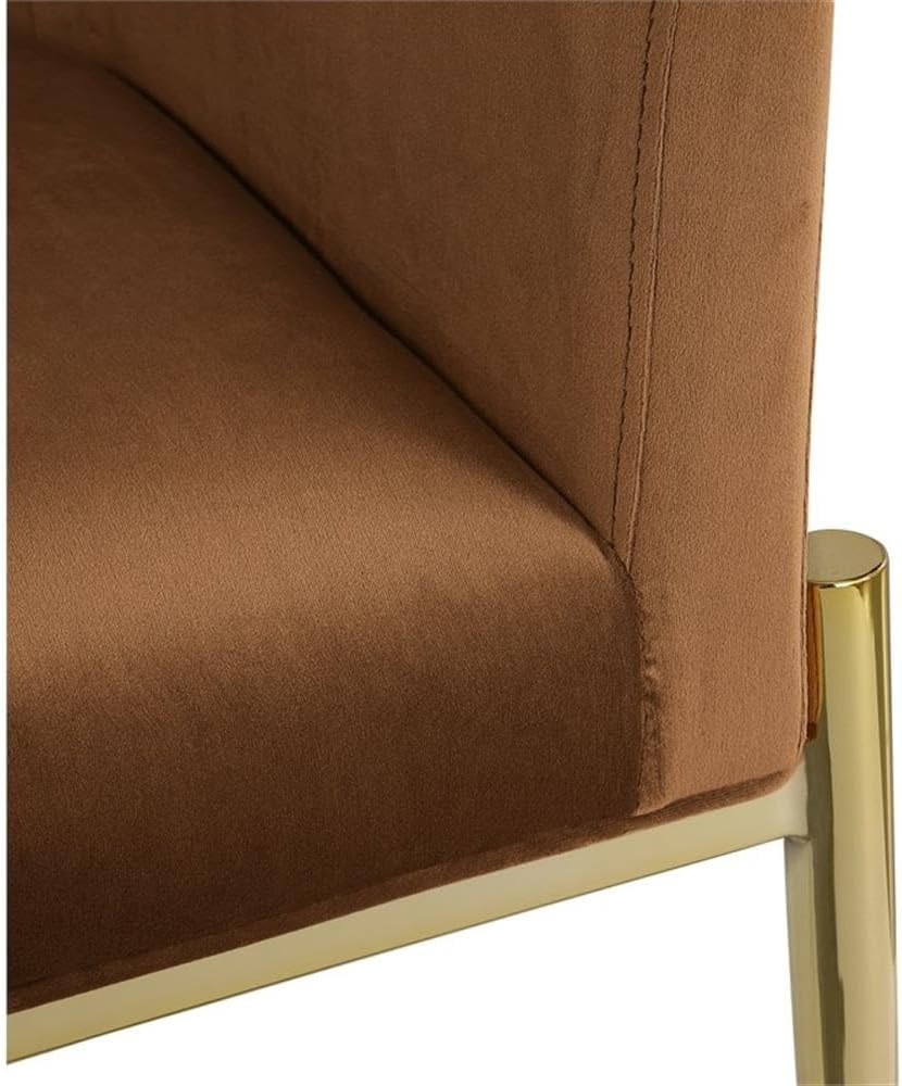 Meridian Furniture 763Saddle-C Xavier Collection Modern | Contemporary Velvet Upholstered Dining Chair with Sturdy Steel X Shaped Legs, 25.5' W x 24.5' D x 31.5' H, Saddle