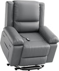 Power Lift Recliner Chair - Electric Recliner with Massage & Heat, PU Leather Living Room Chair, Remote Control & Side Pocket for Elderly Adults, Grey