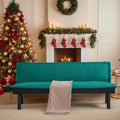 Futon Sofa Bed Couch, 64.6' Convertible Sleeper Sofa with 5 Positions Adjustable Backrest, Velvet Couch Bed with Solid Wood Frame for Home Office Living Room Guest Dorm, Green