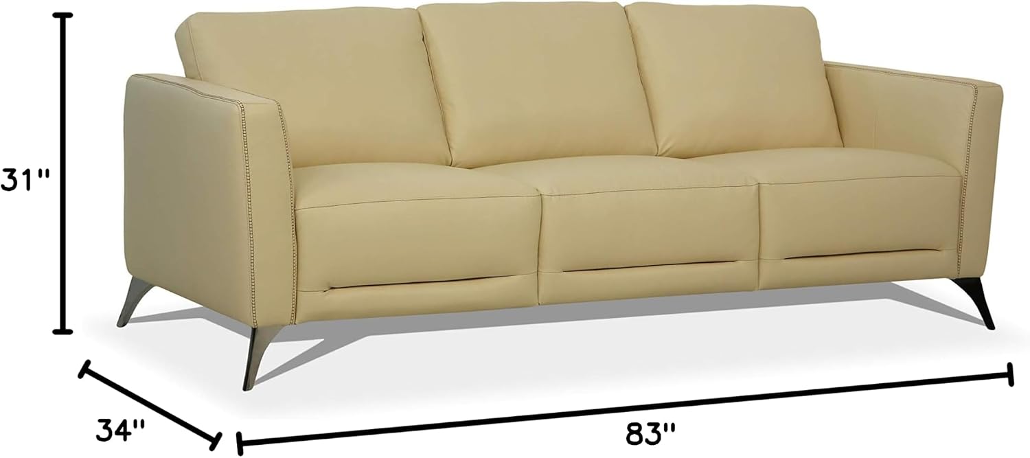 Acme Malaga Leather Sofa in Cream Beige
