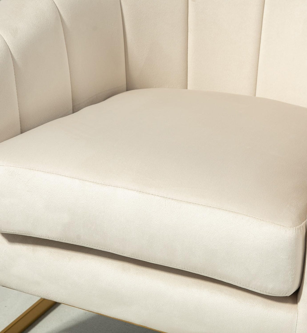 Container Furniture Direct Velvet Modern Accent Armchair - Luxury Gold Frame | Versatile Seating for Living Room, Bedroom, Office, Beige