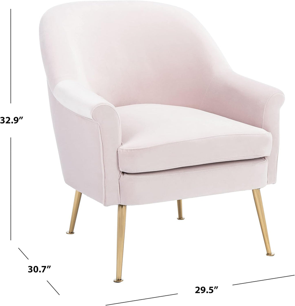SAFAVIEH Home Collection Rodrik Light Pink Velvet/Gold Accent Chair