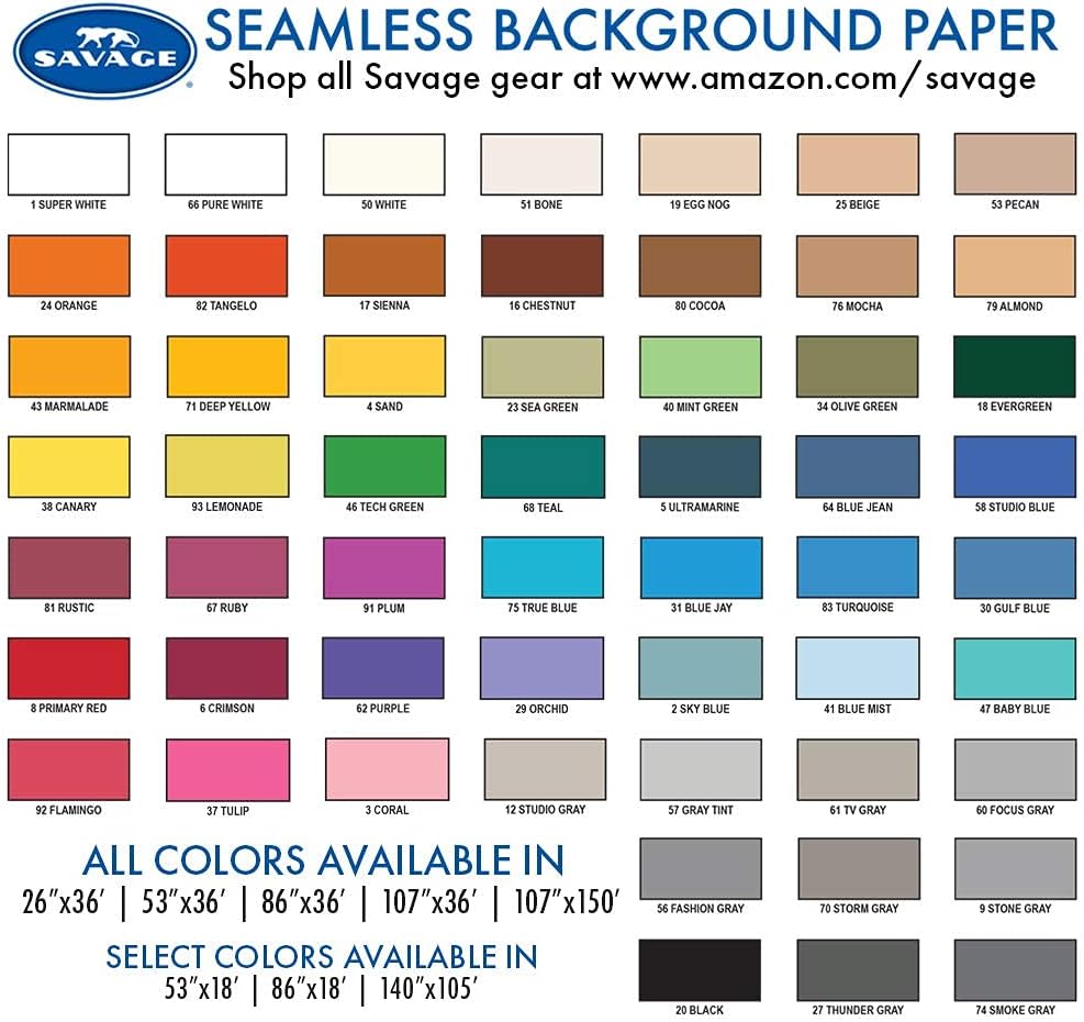 Savage Seamless Paper Photography Backdrop - Color #66 Pure White, Size 107 Inches Wide x 36 Feet Long, Backdrop for YouTube Videos, Streaming, Interviews and Portraits - Made in USA