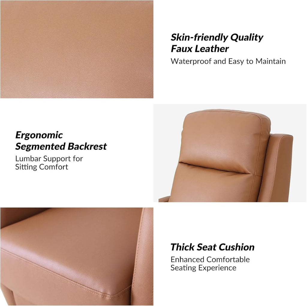 HULALA Home Recliner Chair Leather Recliners, Rocking 360 Degree Swivel Chair, Wingback Armchair, Theater Seating Lounge Sofa for Living Room Bedroom