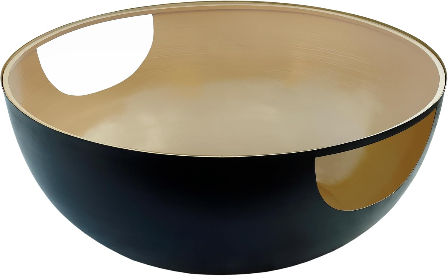 Meridian Furniture 286-CT DOMA Collection Glass Top Matte Black Metal Coffee Table with Brushed Gold Interior, 32' W x 32' D x 15' H
