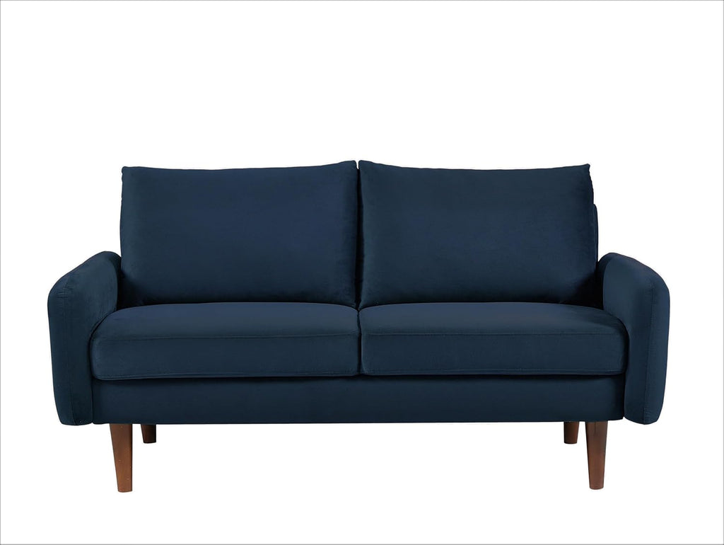 Container Furniture Direct Kent Velvet Loveseat Sofa for Modern Living Rooms and Compact Spaces, Comfy 2 Seater Couch Studio Apartment Furniture with Sleek Design, Dark Blue