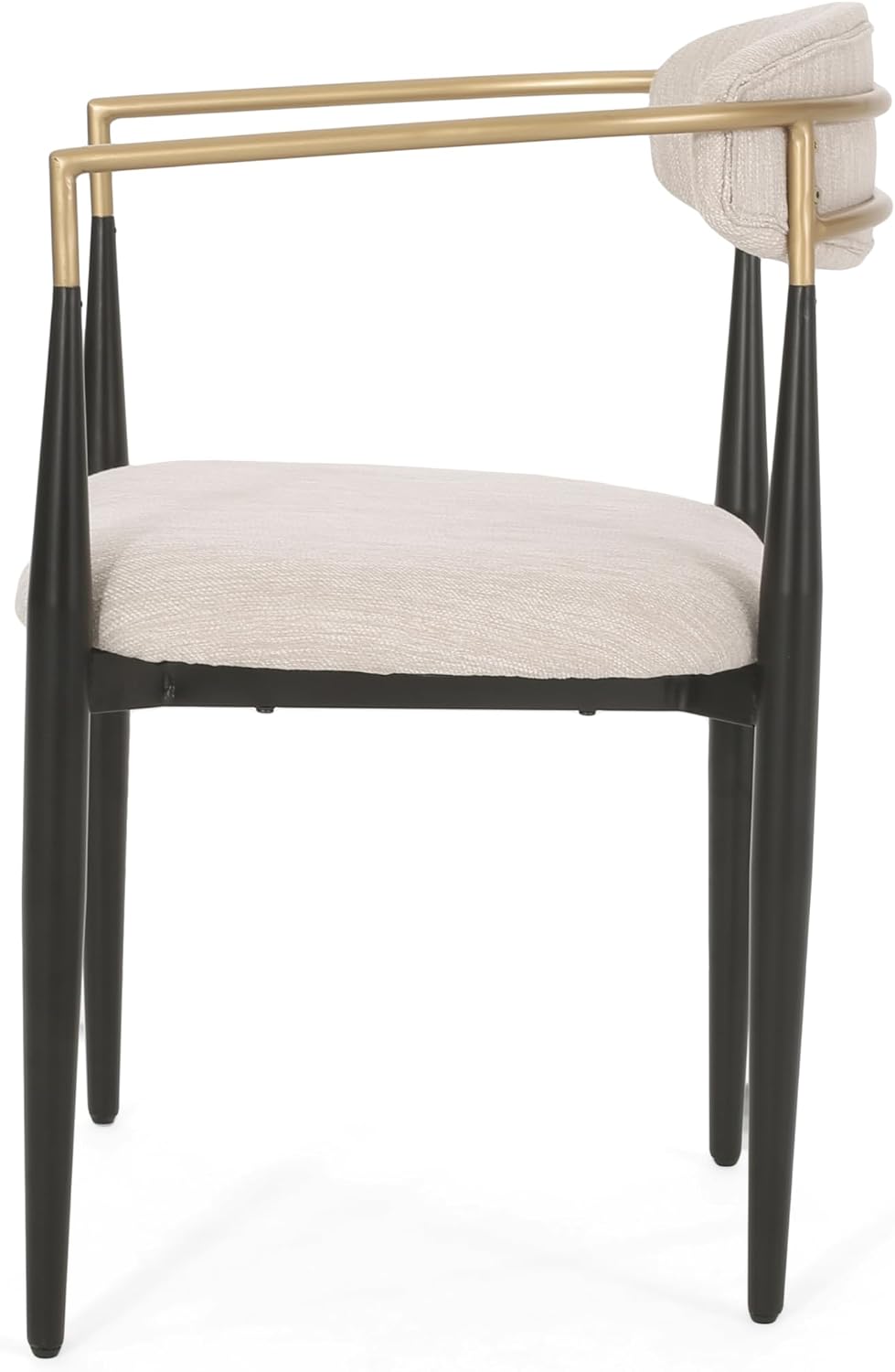 Christopher Knight Home Gertru Dining Chairs Set of 2, Stylish Upholstered Dining Room Chairs, Fabric Kitchen Chair with Gold Black Accent Iron Frame, Elegant Toothpick Design, Beige