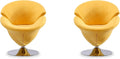 Manhattan Comfort Tulip Swivel Accent Chair Set of 2 with 360° Turn, Modern Flower Inspired Design, Soft Velvet Upholstery, Polished Chrome Base, No Assembly Required, 300 Lbs Capacity, Yellow