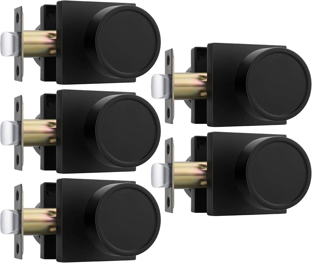 Goldenwarm Matte Black Door Knobs Passage, Closet Door Knob Zinc Alloy, Contemporary Black Interior Door Knobs for Hallway, 5 Pack