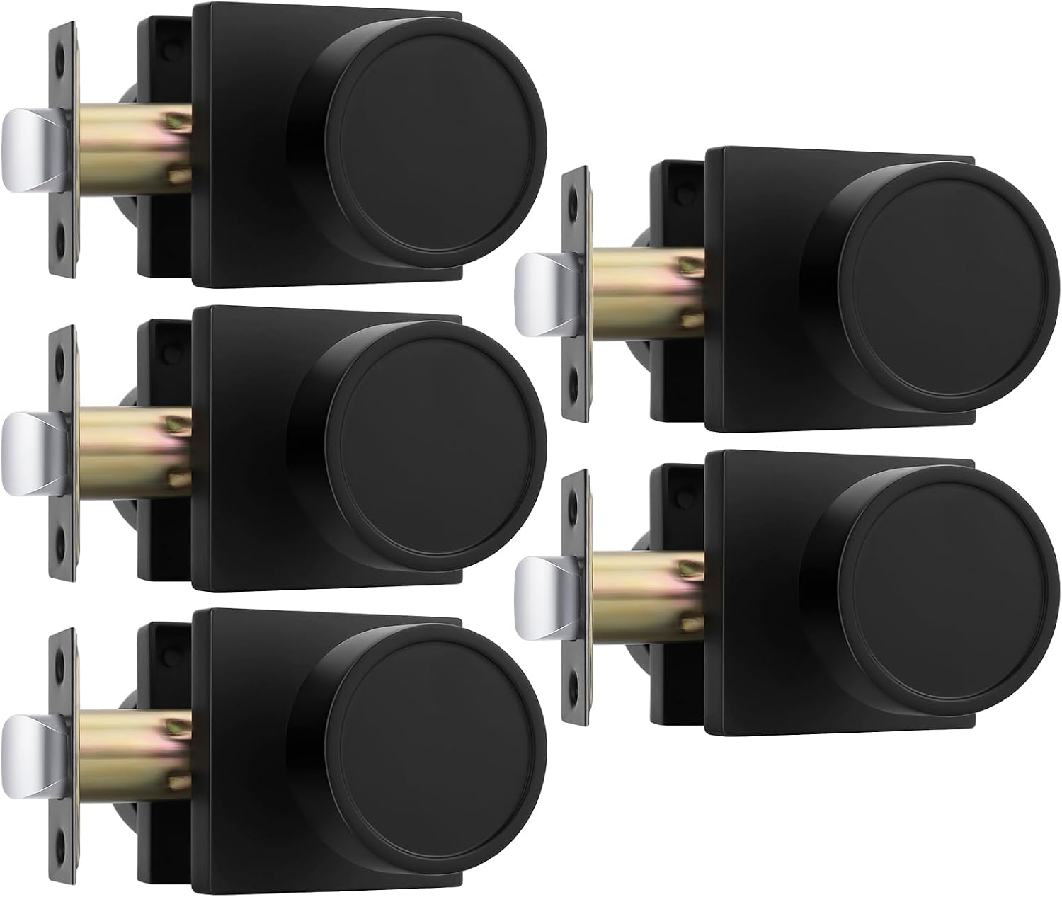 Goldenwarm Matte Black Door Knobs Passage, Closet Door Knob Zinc Alloy, Contemporary Black Interior Door Knobs for Hallway, 5 Pack