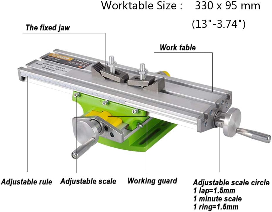 Mini Milling Machine Work Table Vise Portable Compound Bench X-Y 2 Axis Adjustive Cross Slide Table , for Bench Drill Press 13 inches-3.74' (330mm 95mm)