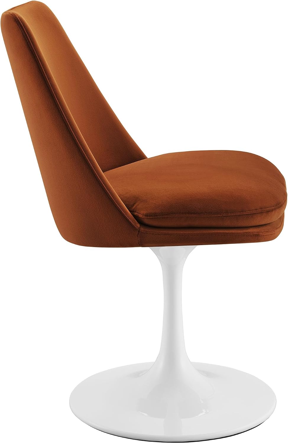 Modway Lippa Velvet Swivel Dining Side Chair in White Rust - Armless Accent Chair with Stain-Resistant Performance Velvet Upholstery - 360° Rotating Office Chair