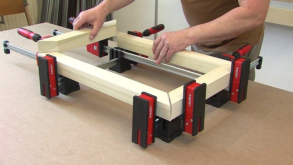 BESSEY KREK2450 Parallel Bar Clamp Cabinet Door Framing Kit + Wall Clamp Rack
