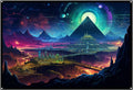 Atlantis Pyramid Futuristic Temple, Egyptians pyramids, UV tapestry, Blacklight Reactive Wall Hanging, Neon Backdrop, Party Decor, Psychedelic Tapestry, Visionary Wall Art (Large)