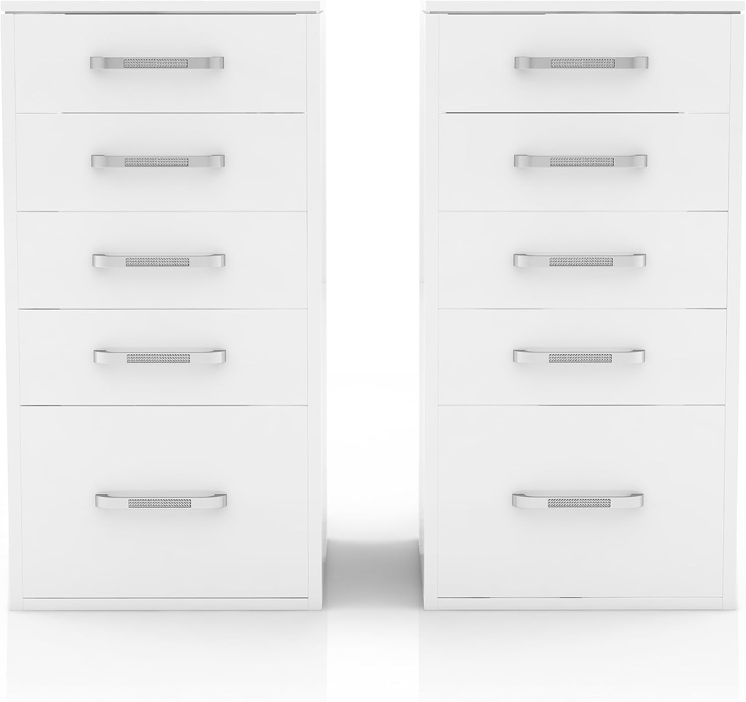 24/7 Shop at Home Alez Modern Wood 5 Drawers Makeup Vanity Dresser, Set of 2 for Bedroom, Dressing Room, Bathroom, Guest Room, White