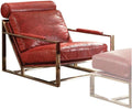 Acme Quinto Accent Chair in Antique Red Top Grain Leather and Stainless Steel