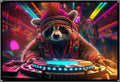 Cyberpunk Racoon DJ, UV tapestry, Blacklight Reactive Wall Hanging, Neon Backdrop, Party Decor, Psychedelic Tapestry, Visionary Wall Art (Large)