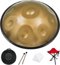 GLADFRESIT Handpan 22-inch, 10 notes, comes with a handpan backpack, stand, two mallets, and cleaning cloth. (Gold, 432hz)