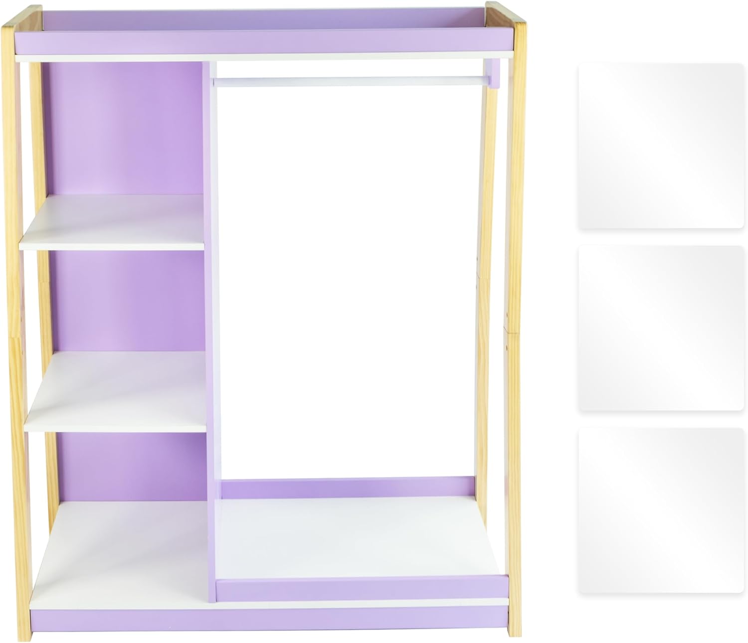 Humble Crew Kids Dress Up Closet with Mirror, Costume Storage Organizer with Hanging Rod & Shelves, Pretend Play Wardrobe for Playroom & Bedroom