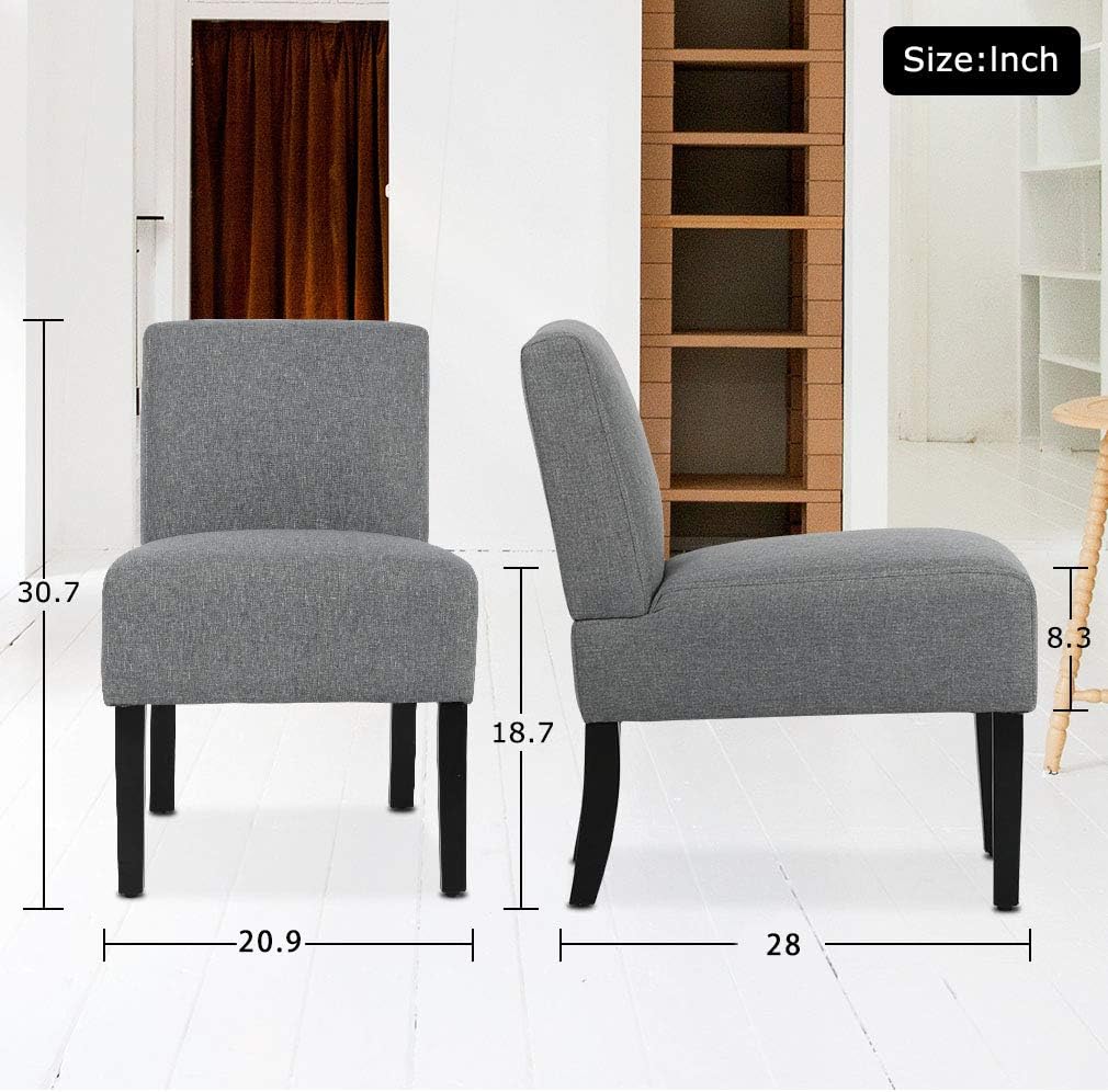 BestMassage Accent Chair Set of 2 Accent Chairs for Living Room Armless Chair Dining Chair Elegant Design Modern Fabric Living Room Chairs Sofa