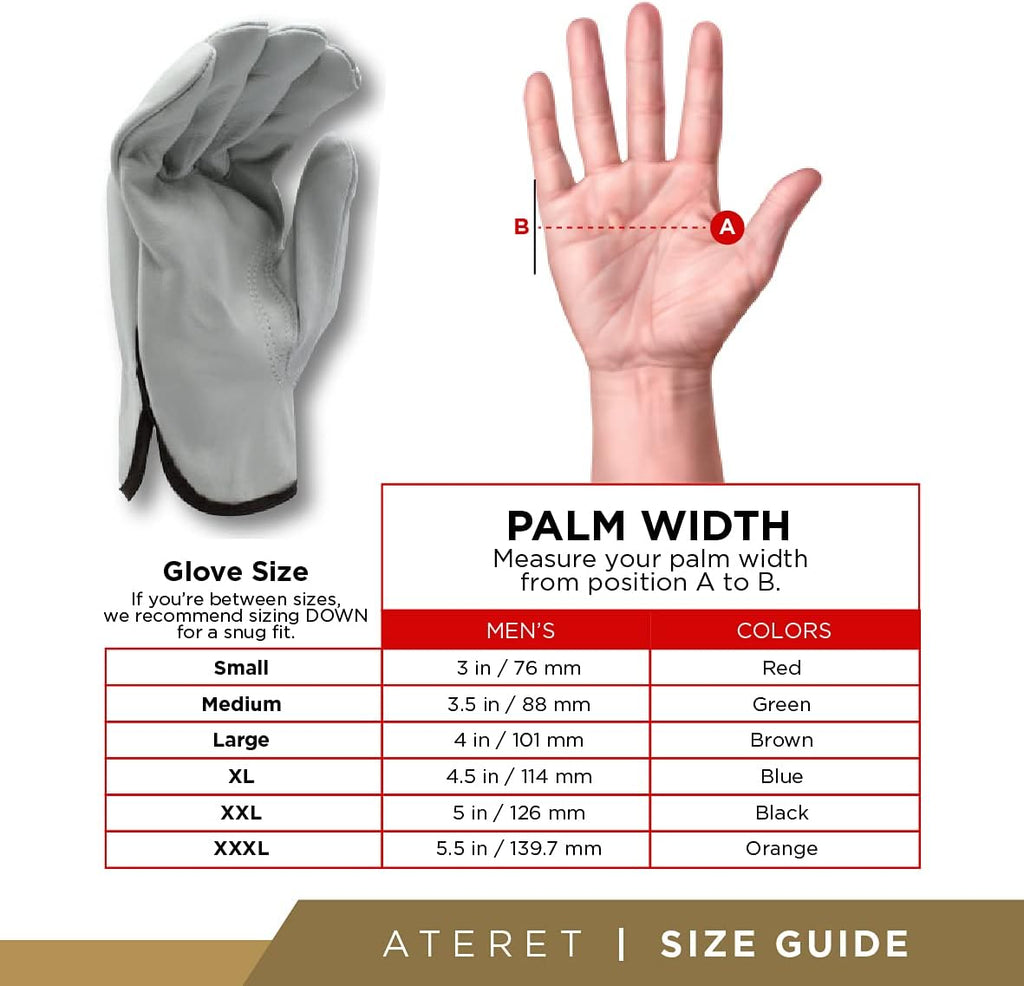 ATERET 36 Pairs Small Heavy Duty Durable Cowhide Leather Work Gloves I Driver Gloves for Truck Driving, Warehouse, Gardening, Farming