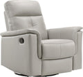 Lexicon Swivel Glider Recliner Chair, Comfy Nursery Glider, Top Grain Leather Match Recliner, Manual Reclining Chair for Living Room/Office/Apartment, Silver