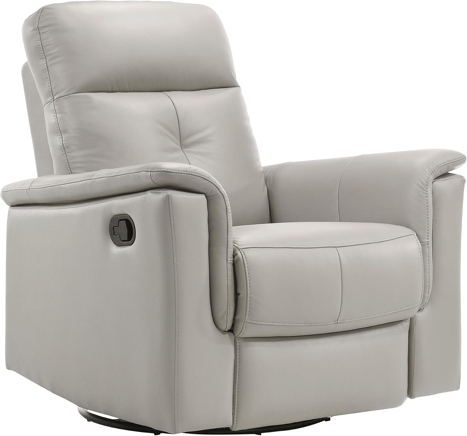 Lexicon Swivel Glider Recliner Chair, Comfy Nursery Glider, Top Grain Leather Match Recliner, Manual Reclining Chair for Living Room/Office/Apartment, Silver
