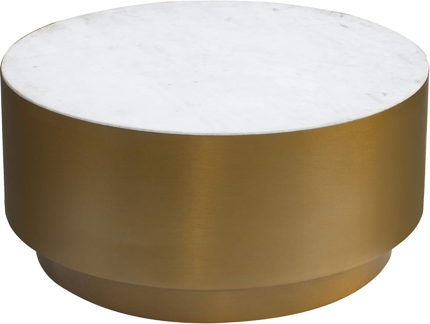 Meridian Furniture 209-C Presley Collection Modern | Contemporary Genuine Marble Top Coffee Table with Brushed Gold Metal Base, Gold, 36' W x 36' D x 16.5' H