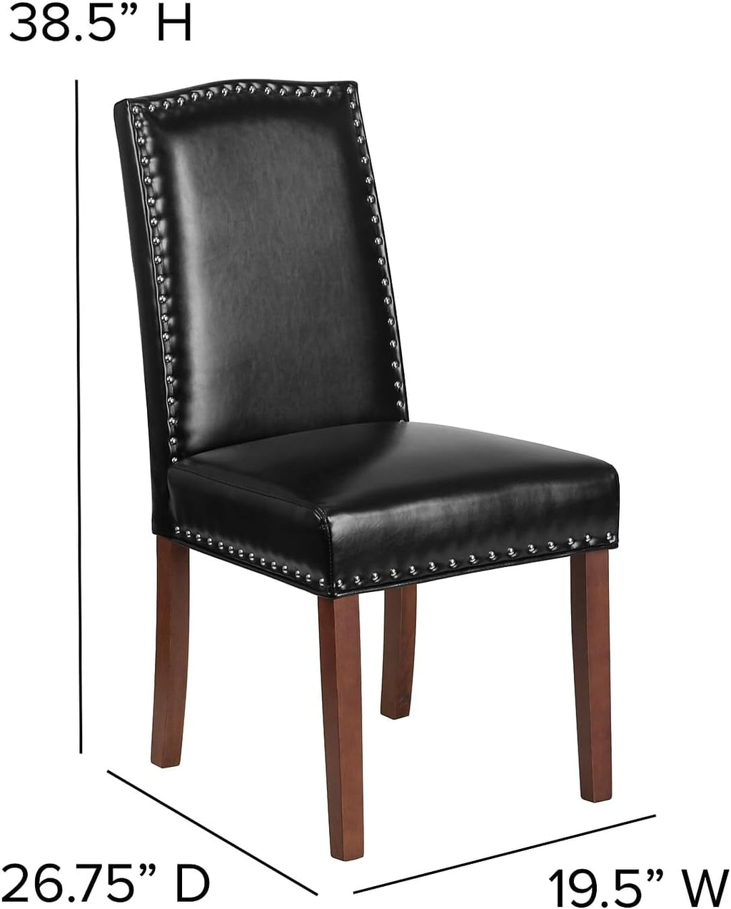 Flash Furniture HERCULES Hampton Hill Series Black LeatherSoft Parsons Chair with Silver Accent Nail Trim