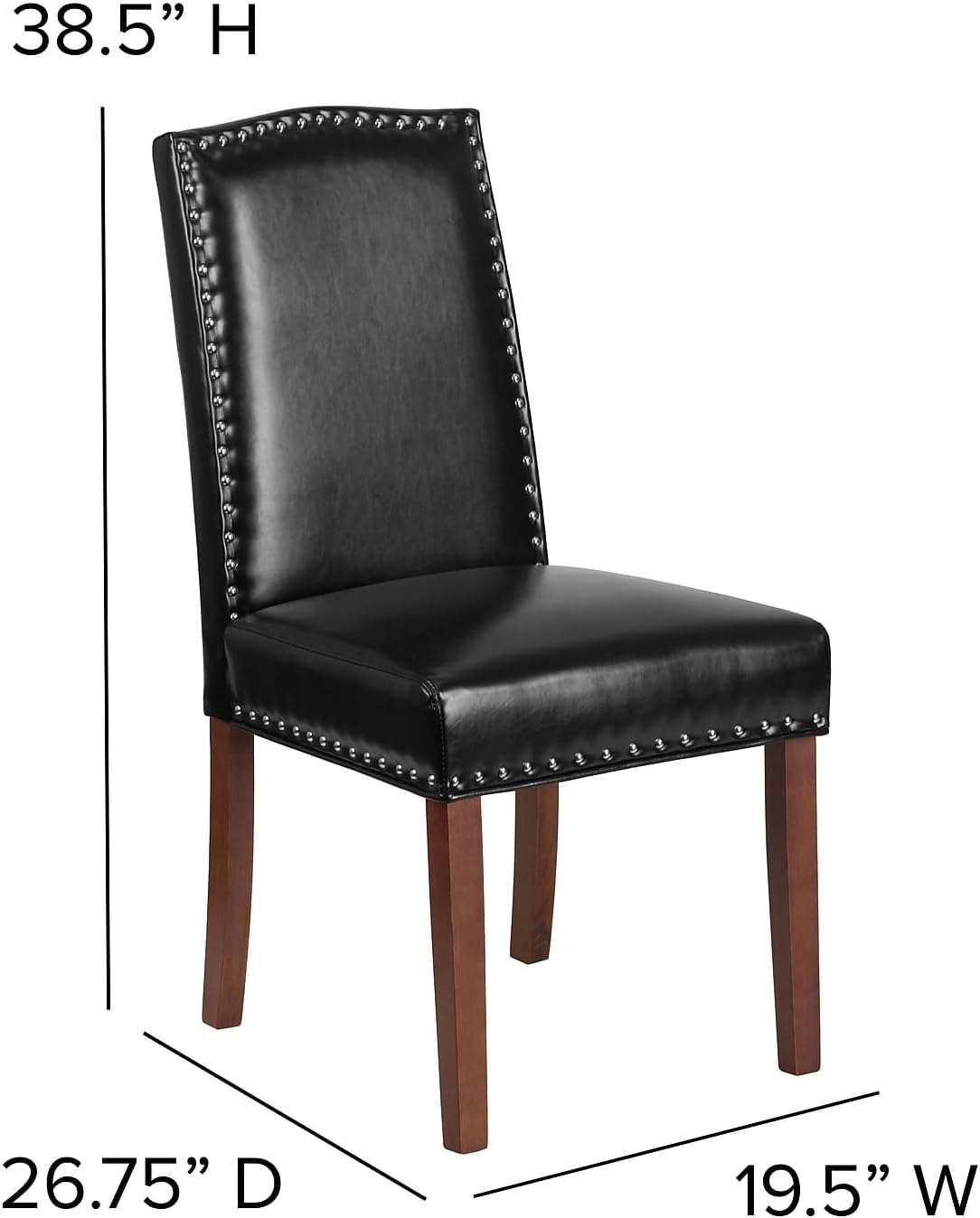 Flash Furniture HERCULES Hampton Hill Series Black LeatherSoft Parsons Chair with Silver Accent Nail Trim