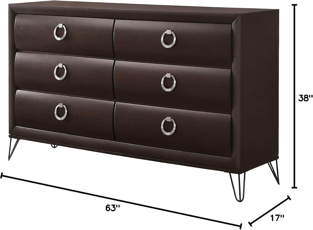 Acme Tablita 6-Drawer Wooden Dresser in Dark Merlot