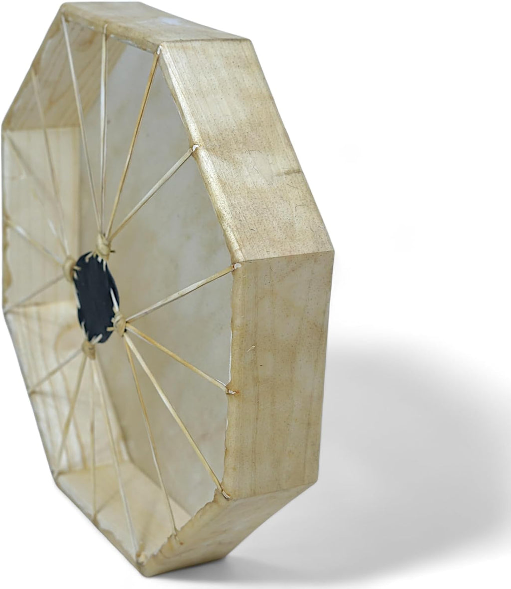 GMP Traditional Frame Drum/Bodhran with Handle | Natural Goatskin Head, Comes with Wood and Leather Mallet (18' Octagon)