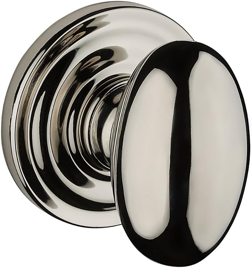 Baldwin PV.ELL.TRR Ellipse Privacy Knobset with Traditional Round Rose, Polished Nickel