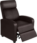Topeakmart PU Leather Recliner Chair Living Room Single Sofa Home Theater Seating with Lumbar Support Overstuffed High-Density Sponge Manual Push Back Recliners Brown