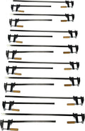 Pack of 16 - Bar Clamps 24' & 36' - 8 of each F-Type Woodworking Steel with Wood Handles