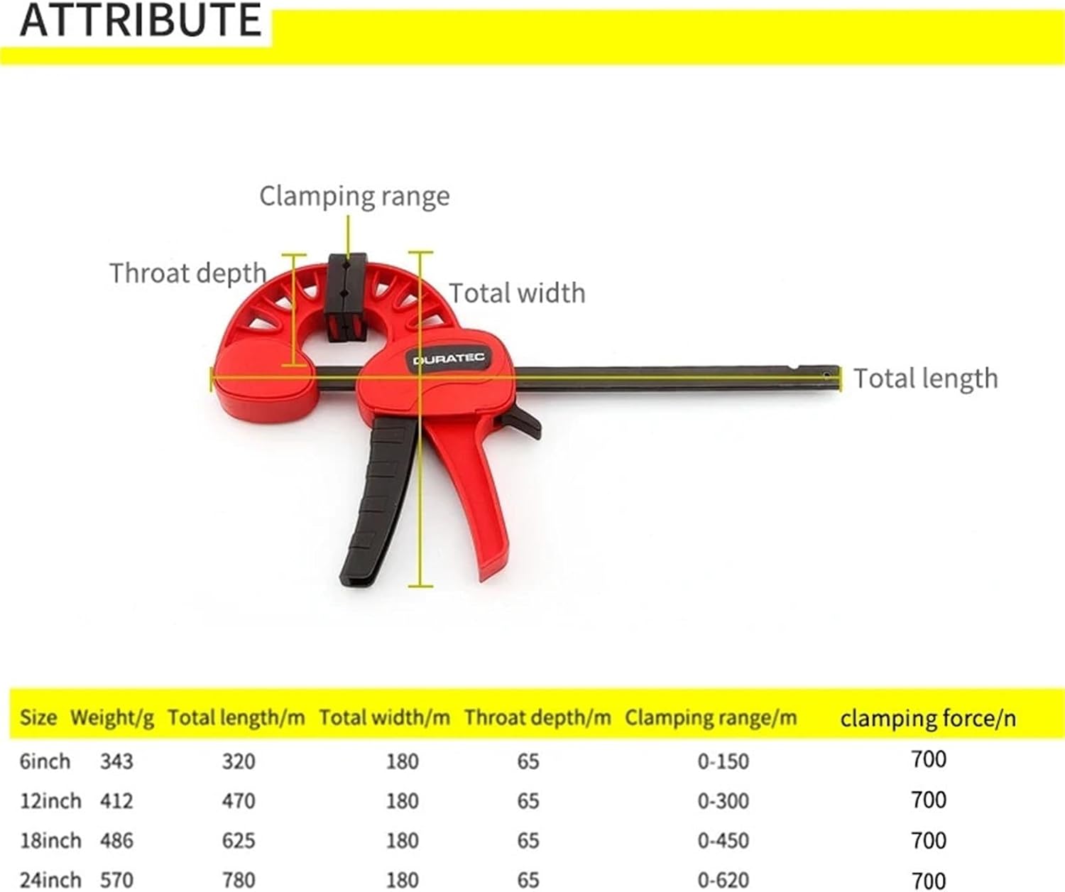 1pcs F style bar clamp wood working tools quick grip F clamp 4/6/12/18/24 inch plastic carpentry clamps quick release(24 inch)