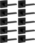Kwikset Halifax Entry Door Handle with Lock and Key, Secure Keyed Reversible Lever Exterior, for Front Entrance and Bedrooms, Matte Black, 10 Pack, Pick Resistant SmartKey Rekey Security and Microban