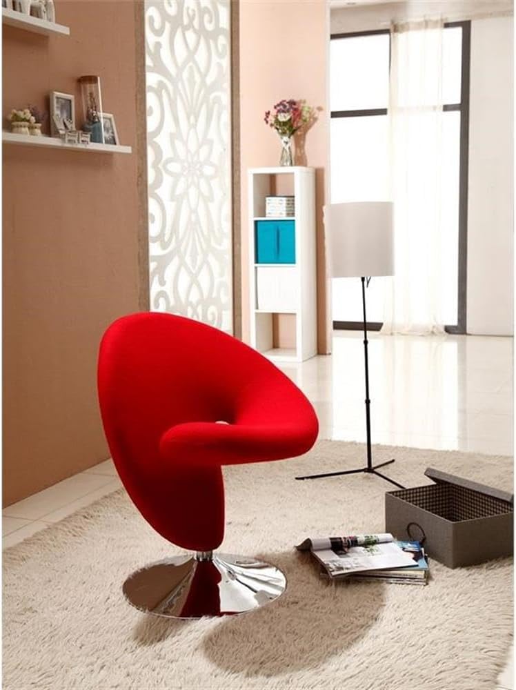 Manhattan Comfort Curl Swivel Accent Chair with 360° Turn, Fully Assembled, Upholstered in Wool Blend, Modern Ergonomic Design with Polished Chrome Base, Set of 8, Multi Color