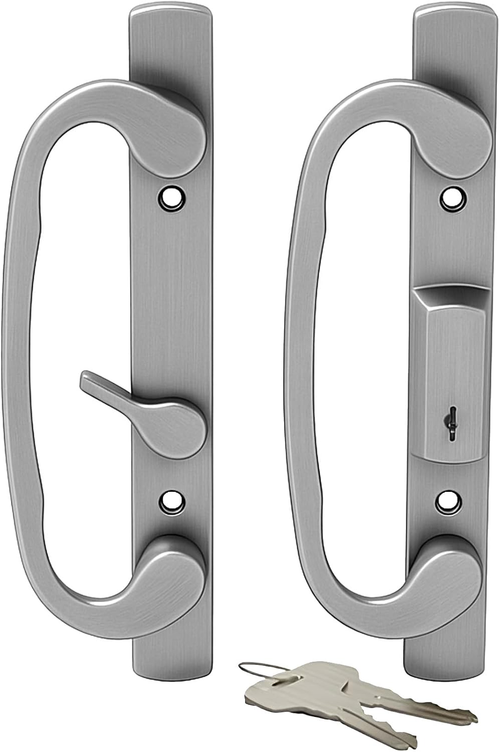 Brixwell Patio Door Handle Offset Latch, Zinc Material, Brushed Chrome Finish, 3-15/16' Center-to-Center, 8-1/2' Height, 1' Width, Residential and Commercial Use