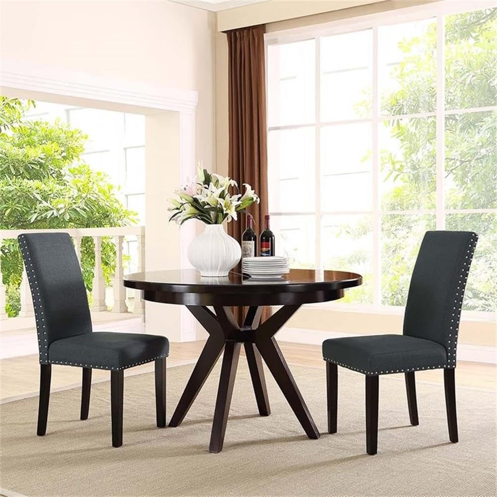 Modway Parcel Modern Upholstered Fabric Two Dining Chairs with Nailhead Trim in Gray