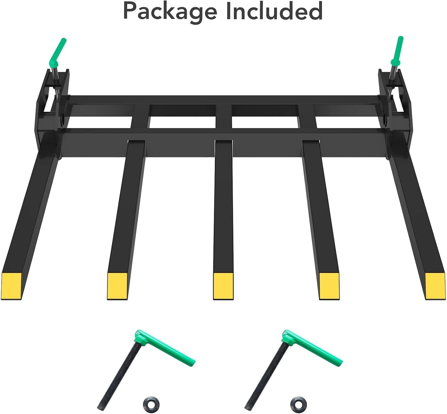 Clamp on Debris Forks to 48' Bucket, 2500 Lbs Capacity Heavy Duty Clamp on Pallet Forks Attachment for Skid Steer Tractor Loader, Lift Logs Lumber Hay Construction Materials