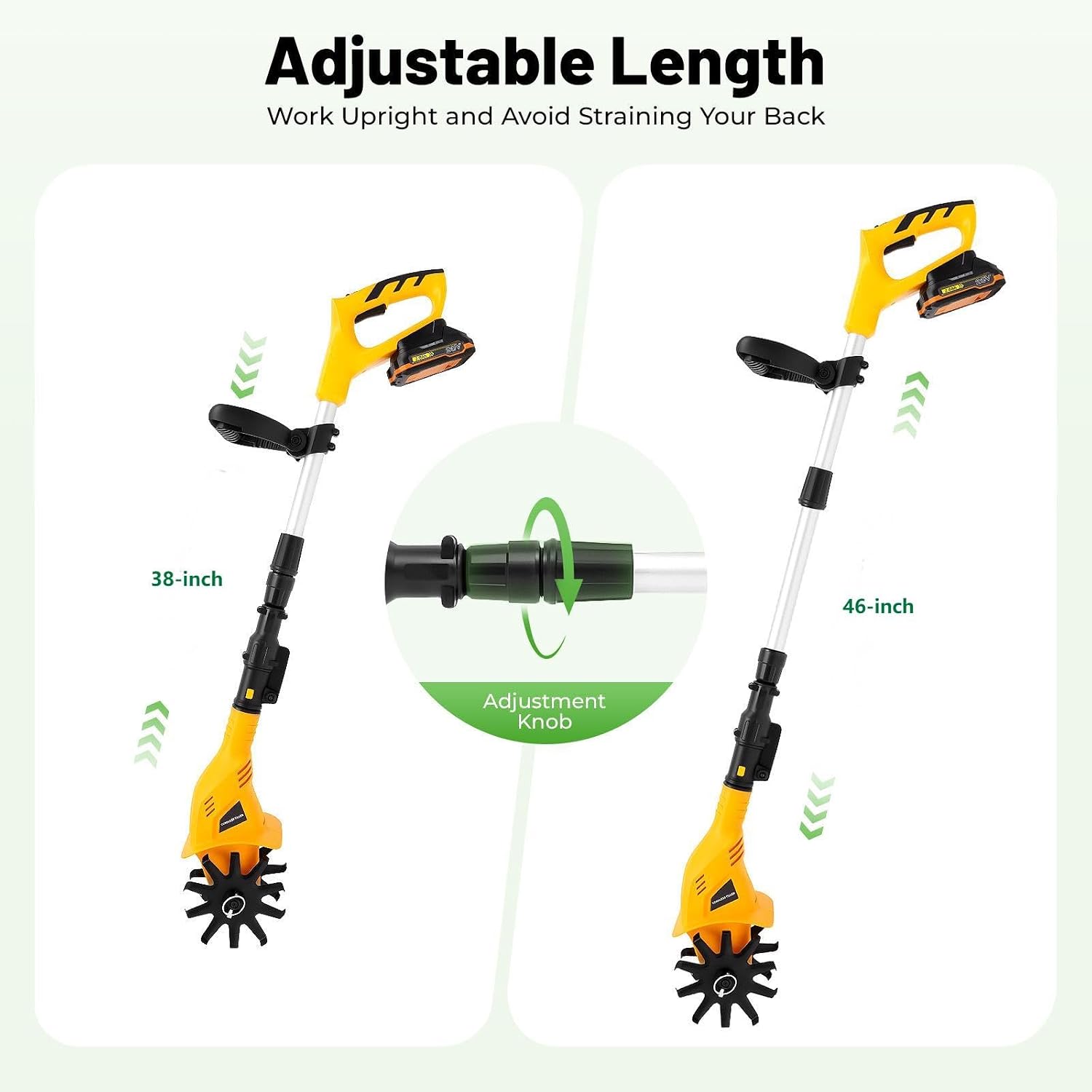 Cordless Tiller Cultivator for Gardening, 20V Electric Garden Tiller, 2Ah Battery Powered Garden Rototiller with Charger, Handheld Rotary Tillers for Lawn Gardening Soil Cultivation