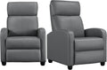 Yaheetech Recliner Chair Set of 2, PU Leather Upholstered Reclining Sofa Chair with Pocket Springs for Living Room, Home Theater Seating Grey