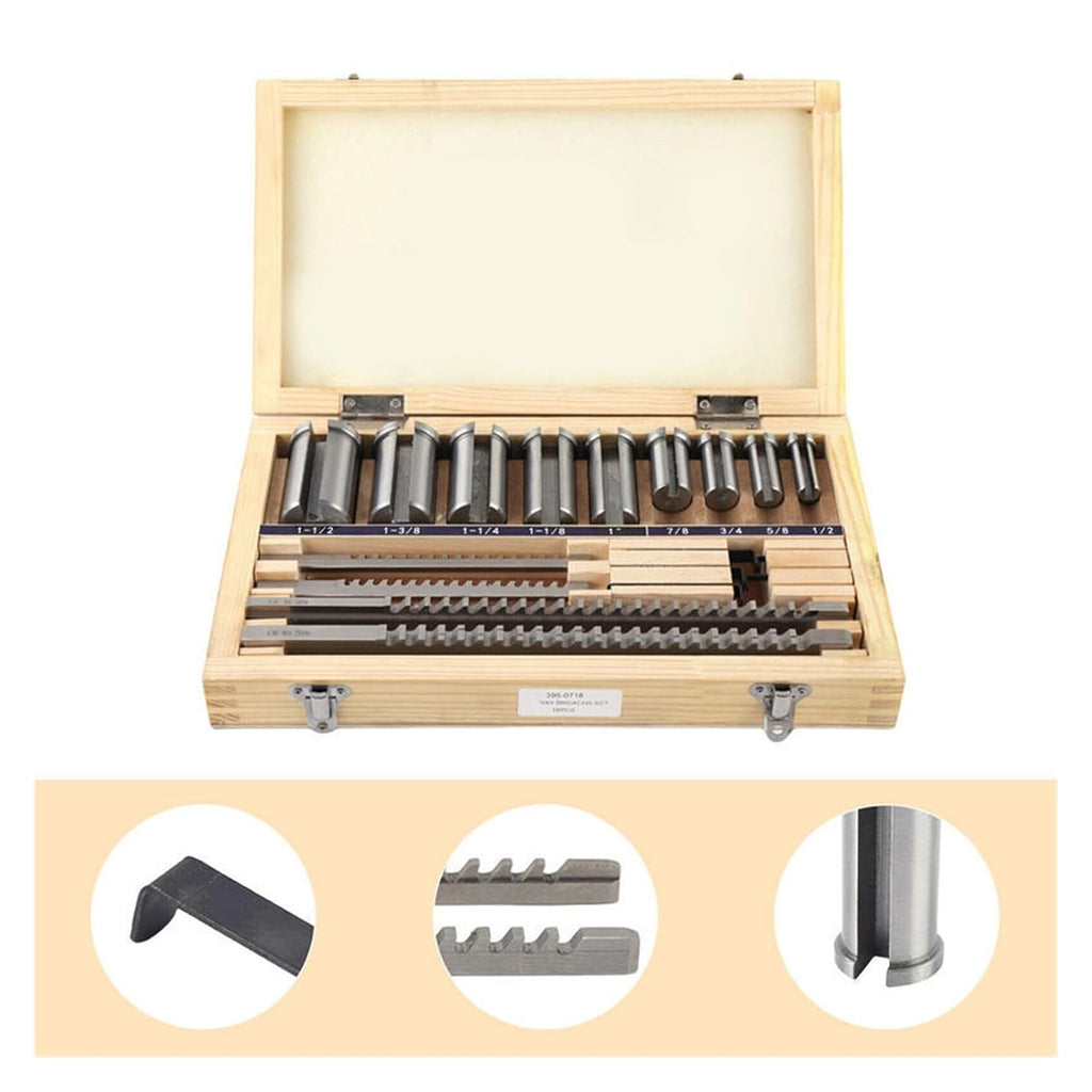 18pcs Keyway Broach Set, High Speed Steel Inch Sized Broaching Cutting Tool, for CNC Machine Lathe Heat Resistance