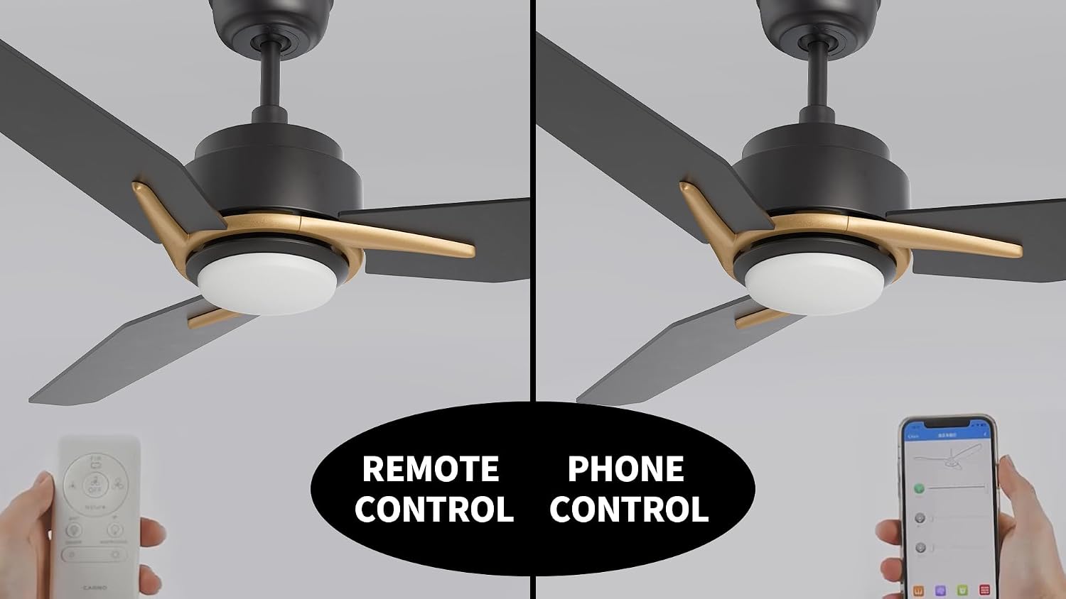 Carro Smart Ceiling Fans with Lights Flush Mount 56', 3 Light Colors Dimmable, 10 Speeds DC Ceiling Fan with Remote, Outdoor, Compatible with Alexa, Siri & Google Home, Black Gold