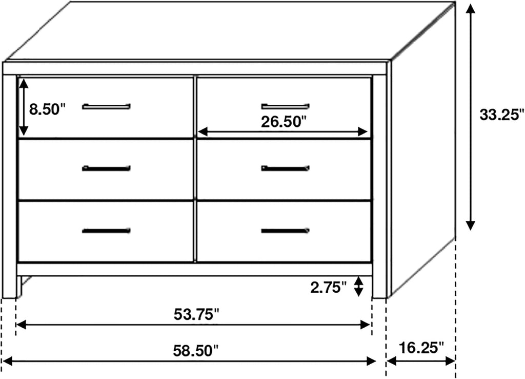 Coaster Home Furnishings Brantford Farmhouse 59-inch 6-Drawer Bedroom Dresser Clothing Storage Cabinet Wide Chest of Drawers Organizer Unit Coastal White 207053