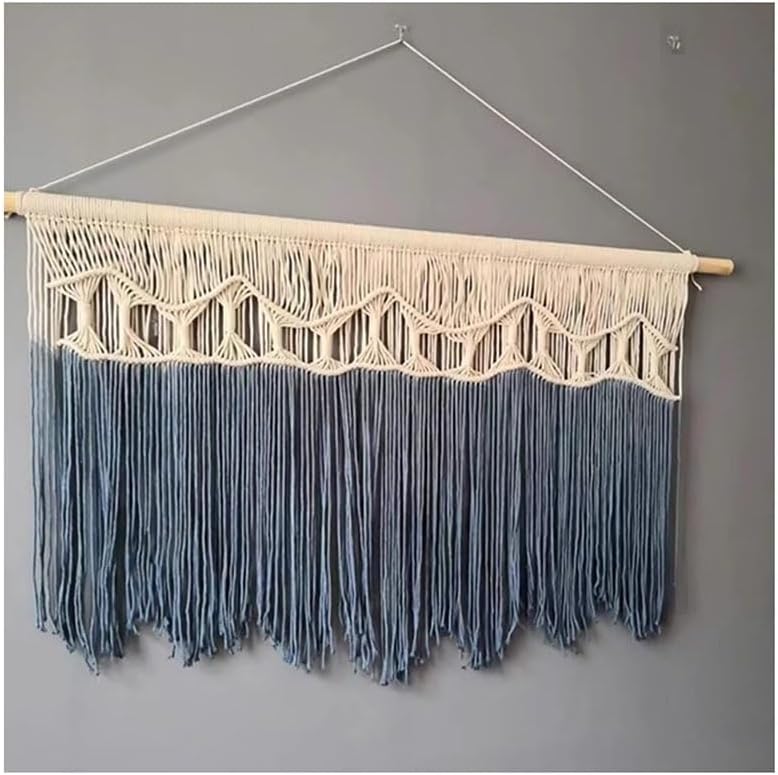 LXHELIVERY Wall Hanging Large Chic Woven Tapestry Tapestry Hand Weaves Wall Decoration for Art Cotton Rope Wall Decor for Bedroom Living Room Apartment Backdrop (Color : Blue, Size : 80x60x80cm)